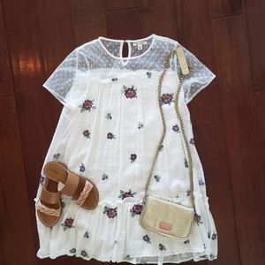 Miami white ruffled embroidered lace dress